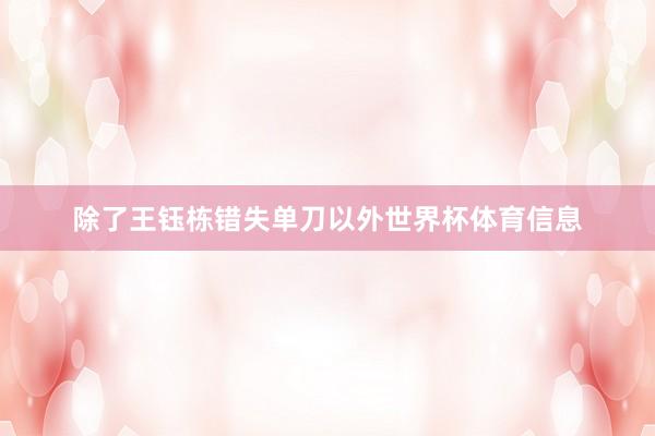 除了王钰栋错失单刀以外世界杯体育信息