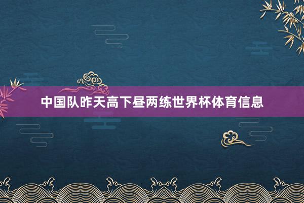 中国队昨天高下昼两练世界杯体育信息