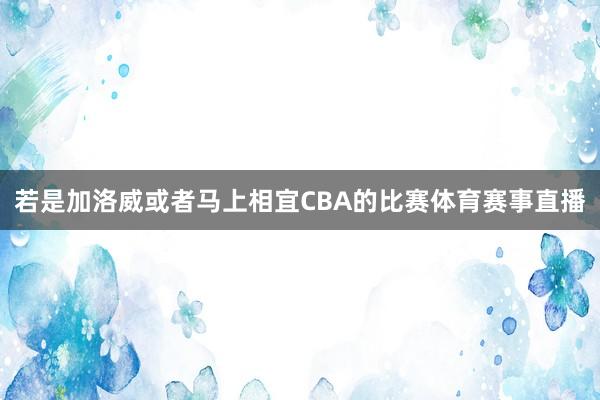 若是加洛威或者马上相宜CBA的比赛体育赛事直播