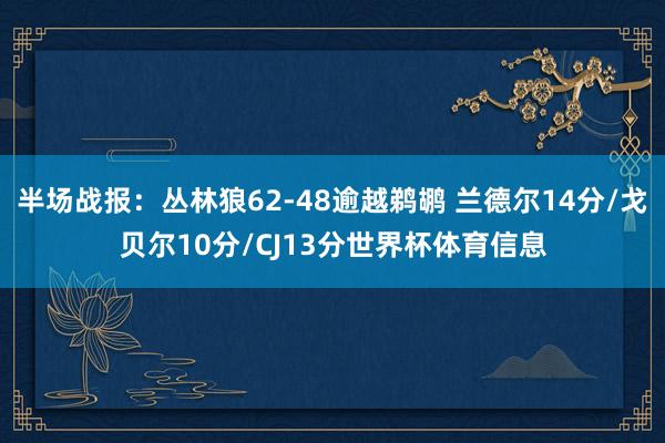 半场战报：丛林狼62-48逾越鹈鹕 兰德尔14分/戈贝尔10分/CJ13分世界杯体育信息