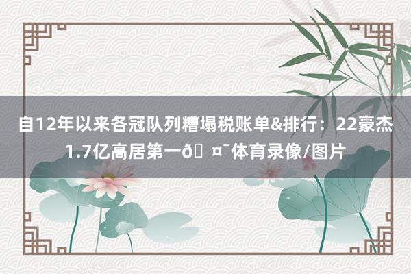 自12年以来各冠队列糟塌税账单&排行：22豪杰1.7亿高居第一🤯体育录像/图片