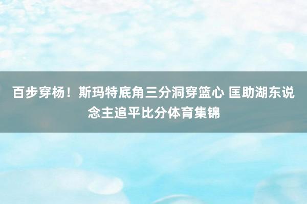 百步穿杨！斯玛特底角三分洞穿篮心 匡助湖东说念主追平比分体育集锦