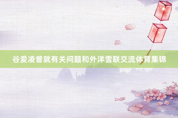 谷爱凌曾就有关问题和外洋雪联交流体育集锦