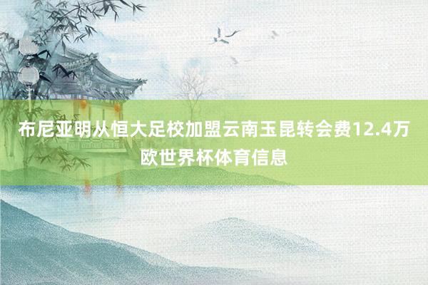 布尼亚明从恒大足校加盟云南玉昆转会费12.4万欧世界杯体育信息