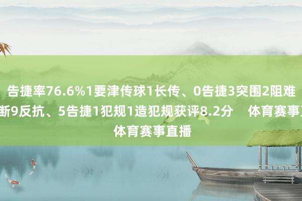 告捷率76.6%1要津传球1长传、0告捷3突围2阻难1抢断9反抗、5告捷1犯规1造犯规获评8.2分    体育赛事直播
