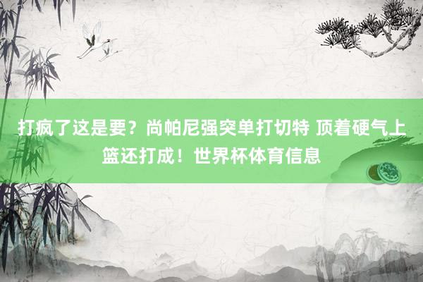 打疯了这是要?尚帕尼强突单打切特 顶着硬气上篮还打成!世界杯体育信息