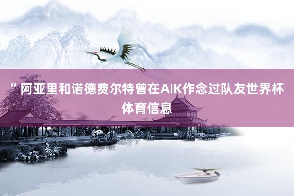 ”阿亚里和诺德费尔特曾在AIK作念过队友世界杯体育信息
